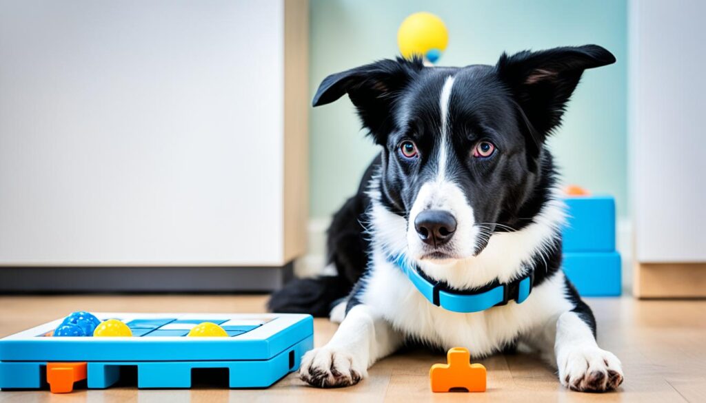 Dog engaging in cognitive training